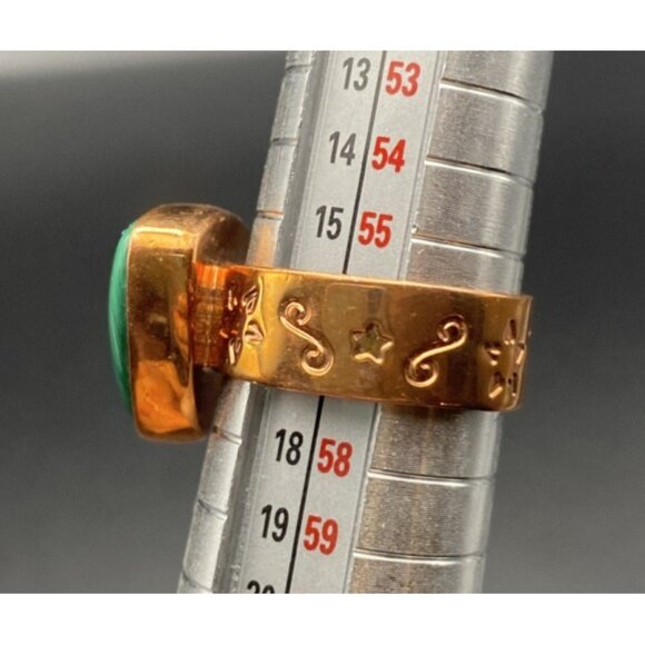 Signed Jay King DTR Copper Ring Size 7.75 Triangular Natural Malachite Cabochon - Picture 8 of 12